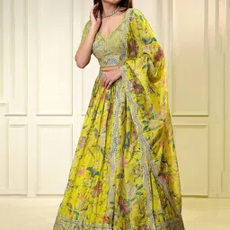 DIVASTRI Embellished Sequinned Semi-Stitched Lehenga & Unstitched Blouse With Dupatta-picture-44
