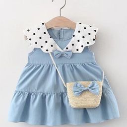 YK Girls Round Neck Fit & Flare Dress with Bag-picture-23