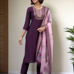 SZN Women Ethnic Motifs Embroidered Kurta with Trousers & Dupatta-picture-27