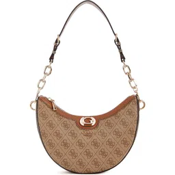 GUESS Women Brand Logo Printed Half Moon Shoulder Bag-31