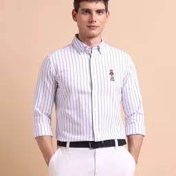U.S. Polo Assn. Vertical Striped Opaque Pure Cotton Classic Tailored Fit Casual Shirt-picture-7