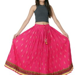 JFT Jaipur Fabtex Women Pink Paisley Printed Pure Cotton Skirt-image-77