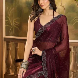 Sangria Embellished Beads & Stone Silk Blend Saree-picture-10