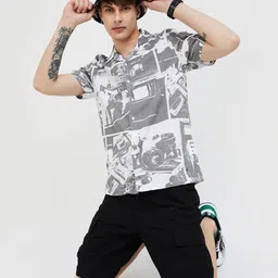 Fame Forever by Lifestyle Men Spread Collar Abstract Printed Cotton Casual Shirt-image-57