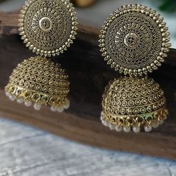 Yugosmile Gold-Plated Pearls Beaded Dome Shaped Jhumkas-picture-18