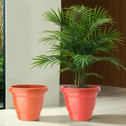 Kuber Industries 2Pc Red & Orange Colored Light Weight Planters-18