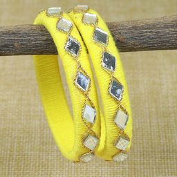 Asthetika Set Of 2 Thread & Mirror Work Bangles-6