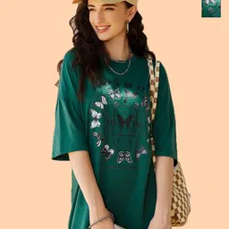 Metronaut Women Floral 2 Printed Extended Sleeves T-shirt-image-50