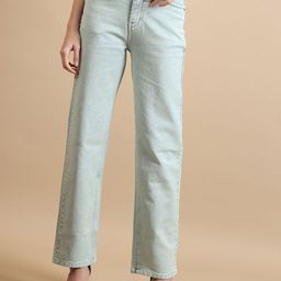 DressBerry Women Comfort Straight Fit High-Rise Light Fade Acid Wash Stretchable Jeans-image-100