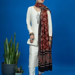 Ushvii Geometric Printed Block Printed Pure Cotton Dupatta image 4