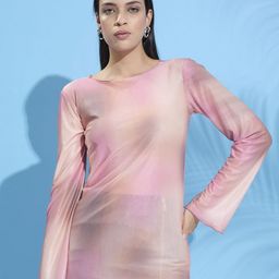 Fashfun Tie and Dye Printed Net Top image 2