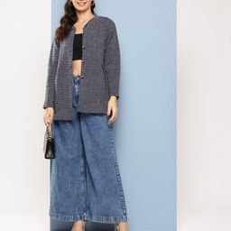BAESD Women Mock Collar Woollen Cardigan-image-46