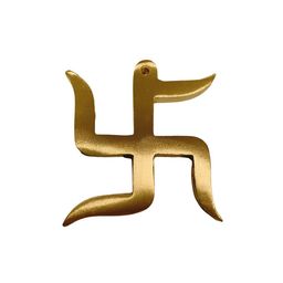 The Spiritual Living Deity Yellow Glossy Copper Swastik Spiritual Wall Decor-image-67