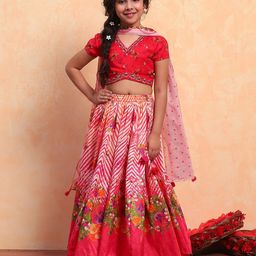 Biba Girls Printed Ready to Wear Lehenga & Blouse With Dupatta-picture-49