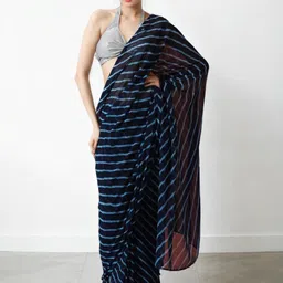 KALINI Striped Poly Georgette Saree-image-35