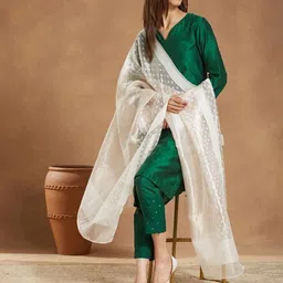 Fabindia Geometric Woven Design Silk Dupatta-picture-20