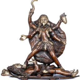 Exotic India Brown & Gold-Toned The Wrath of Kali Religious Idol Showpiece-picture-5