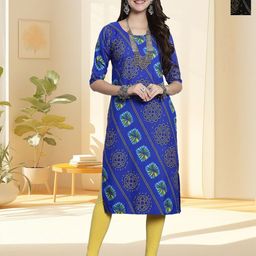 HERE&NOW Women Pack of 2 Ethnic Motifs Printed Daily Straight Kurtas-image-59