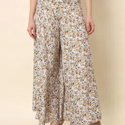 BAESD Women Floral Printed Flared High-Rise Trousers-image-93