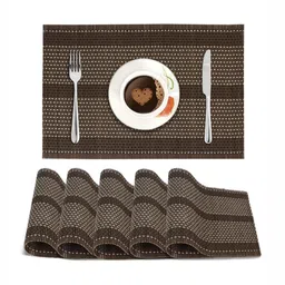 HOKIPO Coffee Brown 6 Pcs Reversible Bamboo Non Slip Table Placemats-37