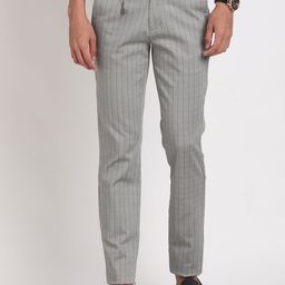 Turtle Men Striped Relaxed Tapered Fit Chinos Trousers-image-29