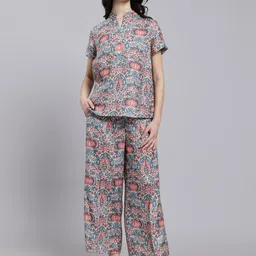 WoowZerZ Printed Linen Top With Trousers Co-Ords-17