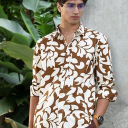 Campus Sutra Floral Printed Spread Collar Classic Regular Fit Casual Shirt-picture-13