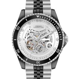 French Connection Men Skeleton Dial & Stainless Steel Bracelet Style Straps Analogue Automatic Motion Watch-32