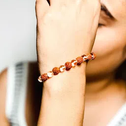 INARI SHINES Unisex 925 Sterling Silver Natural rudraksha & sphatik Bracelet-15