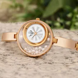 WHITE BIRD Women Bangle Analogue Watch with Floating Pearl Detailing 5099 Rose Gold-picture-8