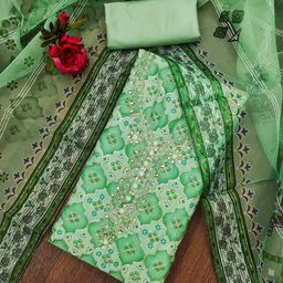 Panzora Embroidered Organza Unstitched Dress Material-image-76