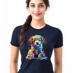 Storeily Women Abstract Printed Round Neck Cotton T-shirt-image-89