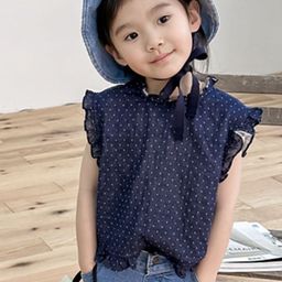 LULU & SKY Girls Geometric Print Flutter Sleeves Cotton Top-picture-12