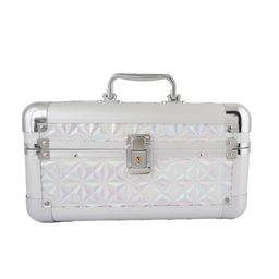 Flingo Silver-Toned Self Design Vanity Case With Mirror & Lock Organizer image 2