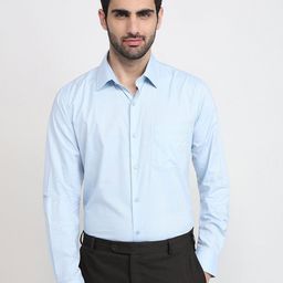 Raymond Men Comfort Regular Fit Textured Spread Collar Pure Cotton Formal Shirt-picture-3