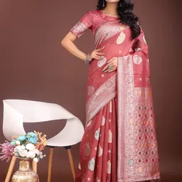 KALINI Paisley Zari Linen Blend Saree-image-11
