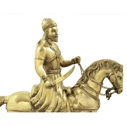Exotic India Gold-Toned Chhatrapati Shivaji Maharaj Idol Brass Showpiece-7