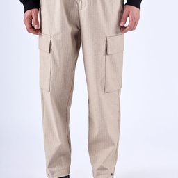 Tailoraedge Men Striped Relaxed Convertible Cargos Trousers-image-36