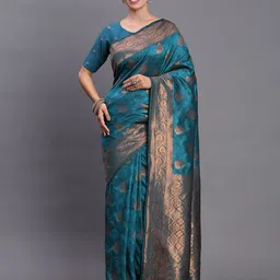 Astita Ethnic Motifs Woven Design Zari Banarasi Saree-picture-31