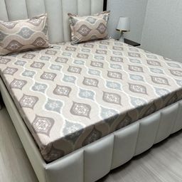 Pure Decor Royal Passion Brown Printed Pure Cotton 380 TC Queen Bedsheet Set 2.28 x 2.54 m-picture-31