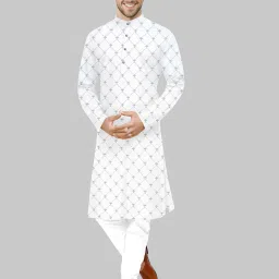Men Cotton Blend Kurta Pyjama Set-image-15