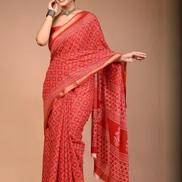 Lovwear Red Pure Cotton Sarees-picture-2