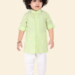 Ethniks Neu-Ron Boys Floral Printed Regular Pure Cotton Kurta with Pyjamas-picture-21