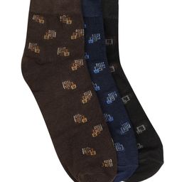 Teakwood Leathers Men Pack Of 3 Pure Cotton Patterned Above Ankle-Length Socks-picture-42
