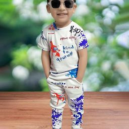 purple sky Kids Printed Round Neck T-Shirt With Trouser-picture-25