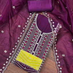 KIMISHA Floral Embroidered Sequinned Unstitched Dress Material-image-60