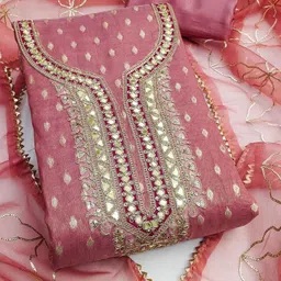 KALINI Embroidered Art Silk Unstitched Dress Material-image-85