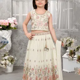 Lagorii Girls Floral Embroidered Ready to Wear Lehenga & Blouse-picture-36