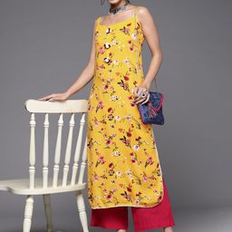 KSUT Floral Printed Gotta Patti Straight Kurta-image-20