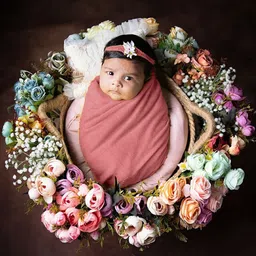Babymoon Infants Textured Swaddle Wrap With Hairband Baby Photoshoot Props-57
